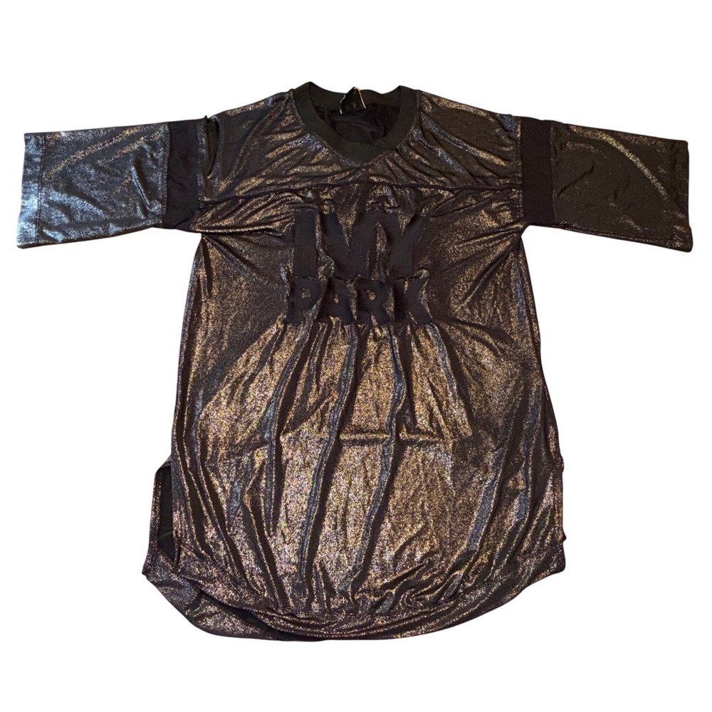 Ivy Park Metallic Gold Black Shimmer Jersey‎ Logo Dress XS Streetwear Athleisure